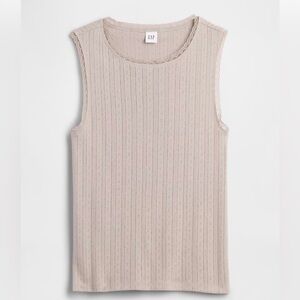 Gap Sleeveless Pointelle Top Ribbed Tank Top L Large NEW Tan Brown